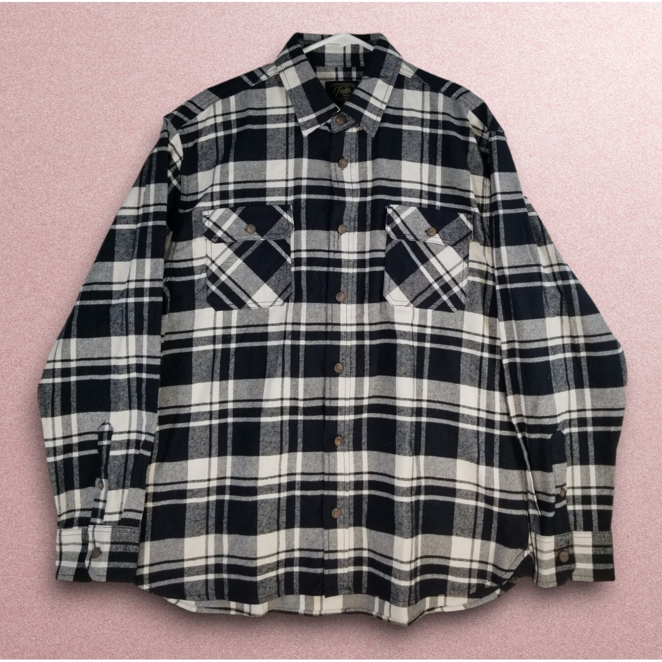 Jachs Heritage Flannel Heavyweight Xl Button Down Plaid Black Long Sleeve